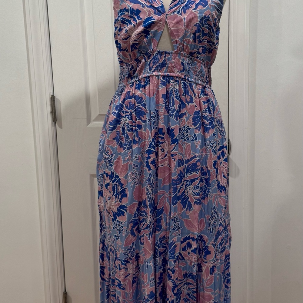 Floral Purple and Blue Maxi Dress